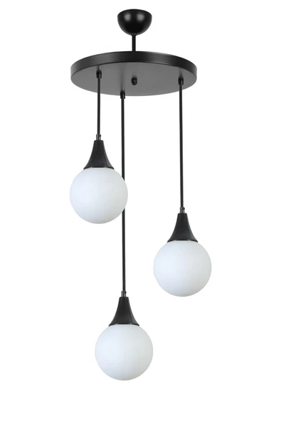 Lumexx AFRA 3 LÜ TEPSİLİ SİYAH BEYAZ CAMLI SARKIT - 2