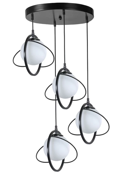 Lumexx NEPAL 4 LÜ TEPSİLİ SİYAH BEYAZ CAMLI SARKIT - Resim 2