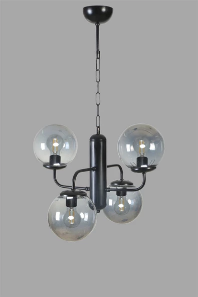 Lumexx PEKİN 4 LÜ SİYAH FÜME CAMLI AVİZE - Resim 3