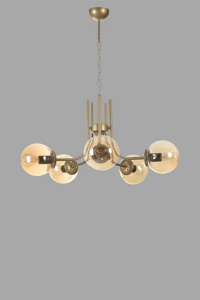 Lumexx NEVADA 5 Lİ ESKİTME BAL CAMLI AVİZE - Resim 3