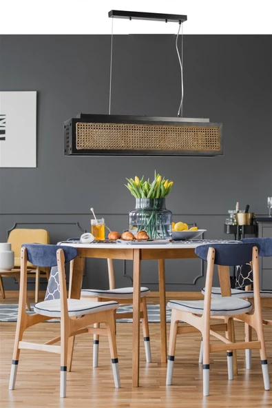 Lumexx KUMSAL DİKDÖRTGEN SİYAH RATTAN AVİZE ürün görseli