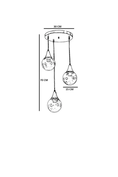 Lumexx AFRA 3 LÜ TEPSİLİ SİYAH FÜME CAMLI SARKIT - Resim 3
