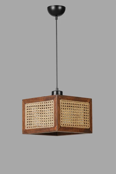 Lumexx KUMSAL BÜYÜK TEKLİ CEVİZ RATTAN AVİZE - 3