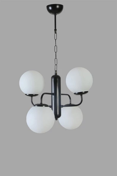 Lumexx PEKİN 4 LÜ SİYAH BEYAZ CAMLI AVİZE - Resim 2