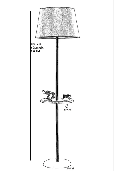 Lumexx MERCAN ESKİTME SEHPALI PRAMİT AÇIK HASIR LAMBADER - Resim 3