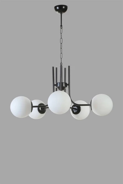 Lumexx NEVADA 5 Lİ SİYAH BEYAZ CAMLI AVİZE - Resim 3