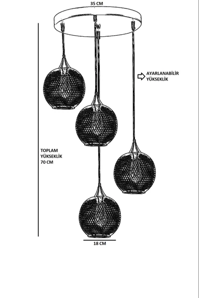 Lumexx JUPİTER 4 LÜ TEPSİLİ SİYAH SARKIT - Resim 4