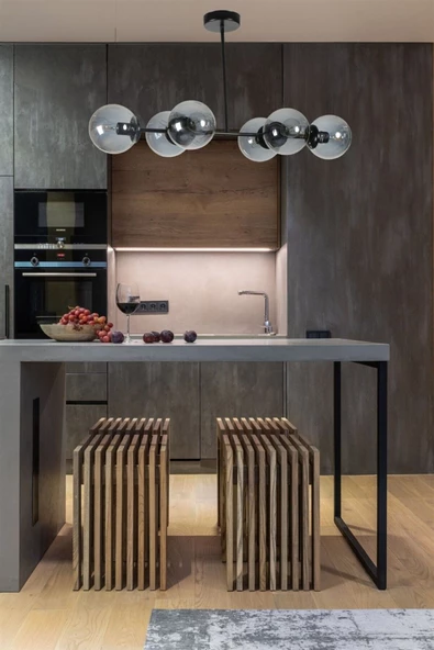 Lumexx YENİ FAVORİ 6 LI SİYAH FÜME CAMLI AVİZE ürün görseli