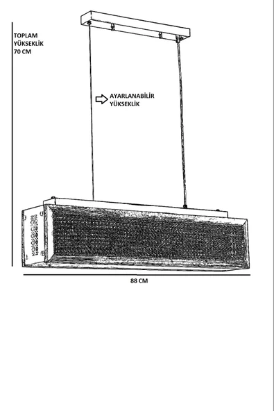 Lumexx KUMSAL DİKDÖRTGEN CEVİZ RATTAN AVİZE - Resim 5