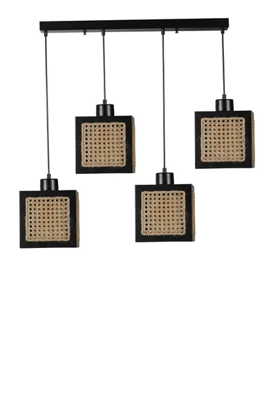 Lumexx KUMSAL 4 LÜ SIRALI SİYAH RATTAN AVİZE ürün görseli