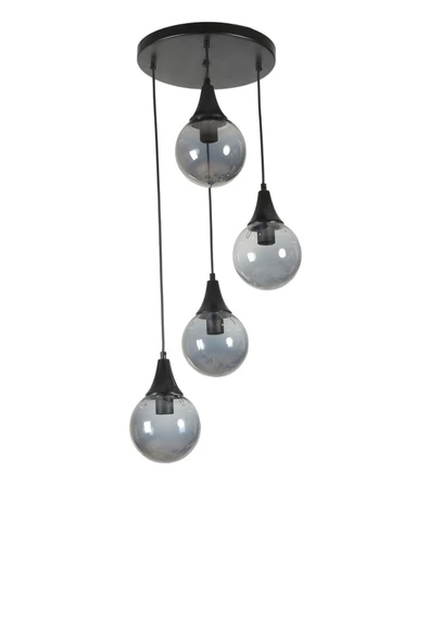 Lumexx AFRA 4 LÜ TEPSİLİ SİYAH FÜME CAMLI SARKIT - Resim 2