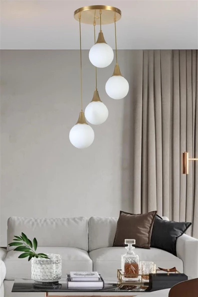Lumexx AFRA 4 LÜ TEPSİLİ ESKİTME BEYAZ CAMLI SARKIT