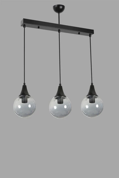 Lumexx AFRA 3 LÜ SIRALI SİYAH FÜME CAMLI SARKIT - Resim 2