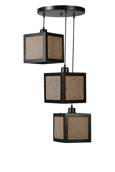 Lumexx KUMSAL 3 LÜ TEPSİLİ SİYAH HASIR AVİZE ürün görseli