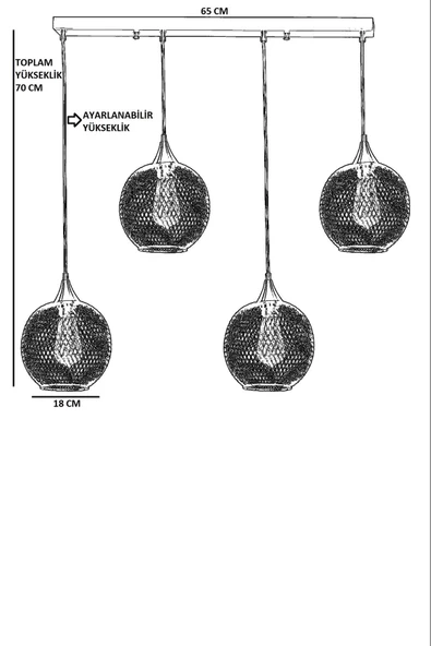 Lumexx JUPİTER 4 LÜ SIRALI SİYAH SARKIT - Resim 4