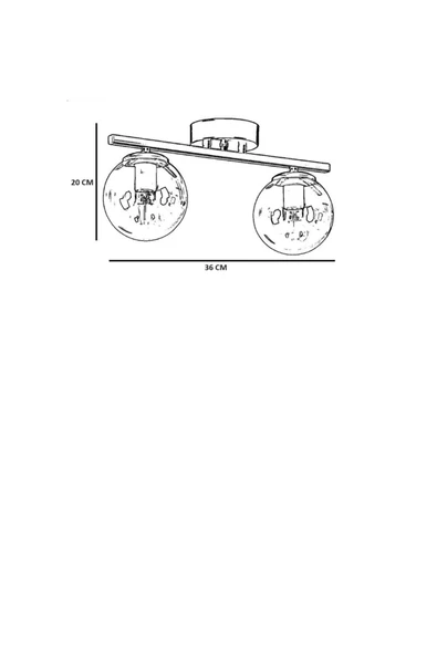 Lumexx YENİ CAN 2 Lİ SİYAH BAL CAMLI AVİZE - Resim 4