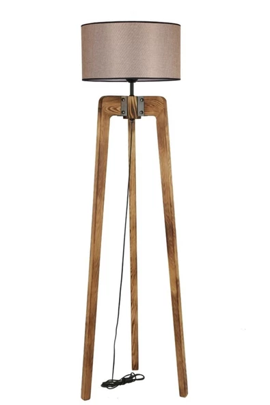 Lumexx Çağla Yanık Lambader Silindir Koyu Hasır Abajurlu