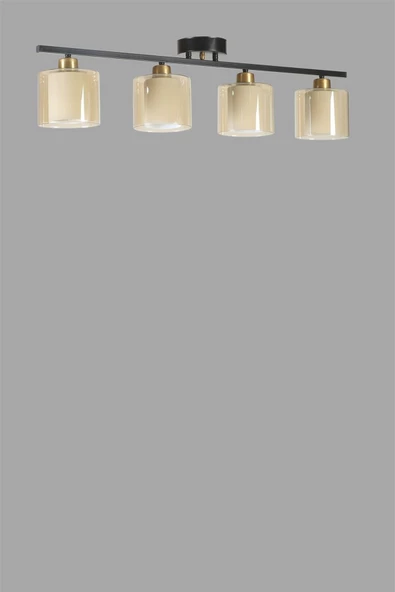 Lumexx YENİ NOMİ 4 LÜ SİYAH BAL CAMLI AVİZE - Resim 3