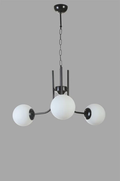 Lumexx NEVADA 3 LÜ SİYAH BEYAZ CAMLI AVİZE - Resim 2