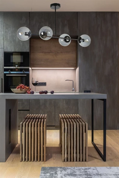 Lumexx YENİ FAVORİ 4 LÜ SİYAH FÜME CAMLI AVİZE ürün görseli