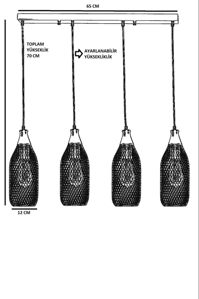 Lumexx RİO 4 LÜ SIRALI SİYAH SARKIT - Resim 3
