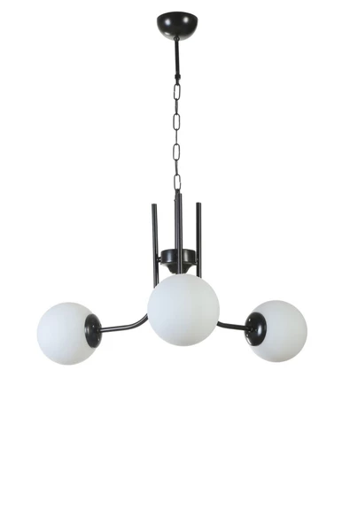 Lumexx NEVADA 3 LÜ SİYAH BEYAZ CAMLI AVİZE ürün görseli