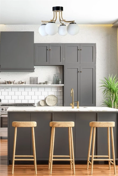 Lumexx ROMA 4 LÜ SİYAH BEYAZ CAMLI AVİZE - Resim 2