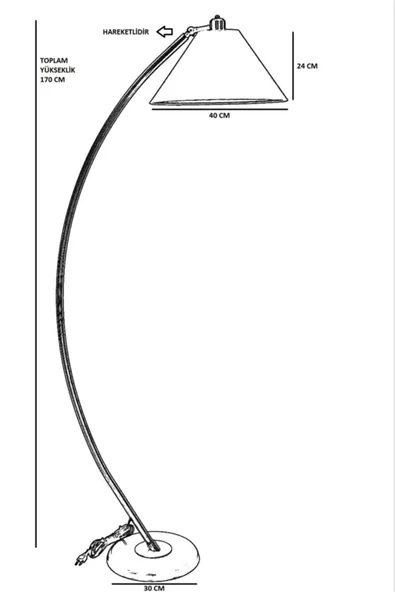 Lumexx Hilal Eskitme Lambader Hasır Siyah Abajurlu - Resim 3