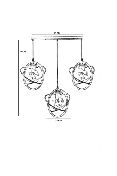 Lumexx NEPAL 3 LÜ SIRALI SİYAH FÜME CAMLI SARKIT - Resim 2