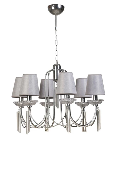 Lumexx KONTES 6 LI KROM HASIR GRİ ABAJURLU AVİZE - Resim 2