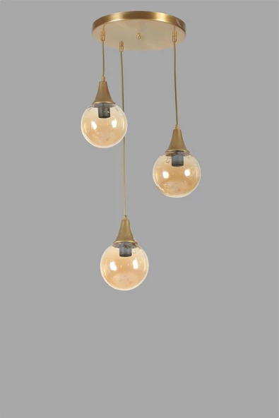 Lumexx AFRA 3 LÜ TEPSİLİ ESKİTME BAL CAMLI SARKIT - Resim 3