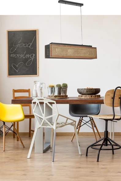 Lumexx KUMSAL DİKDÖRTGEN CEVİZ RATTAN AVİZE ürün görseli