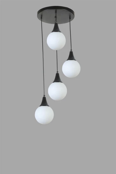 Lumexx AFRA 4 LÜ TEPSİLİ SİYAH BEYAZ CAMLI SARKIT - Resim 2