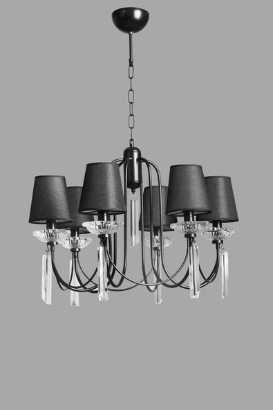 Lumexx KONTES 6 LI SİYAH ABAJURLU SİYAH AVİZE - Resim 2