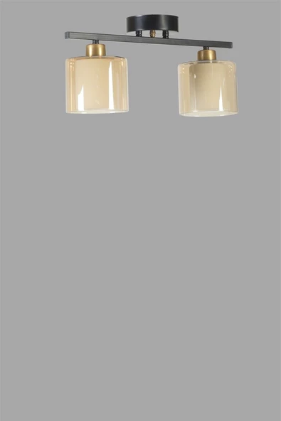 Lumexx YENİ NOMİ 2 Lİ SİYAH BAL CAMLI AVİZE - Resim 2