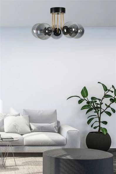 Lumexx PABLO 5 Lİ SİYAH FÜME CAMLI AVİZE ürün görseli