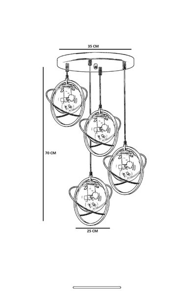 Lumexx NEPAL 4 LÜ TEPSİLİ ESKİTME BEYAZ CAMLI SARKIT - Resim 3