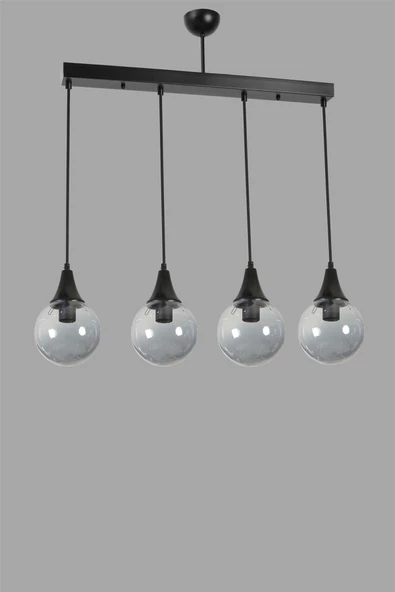 Lumexx AFRA 4 LÜ SIRALI SİYAH FÜME CAMLI SARKIT - Resim 3