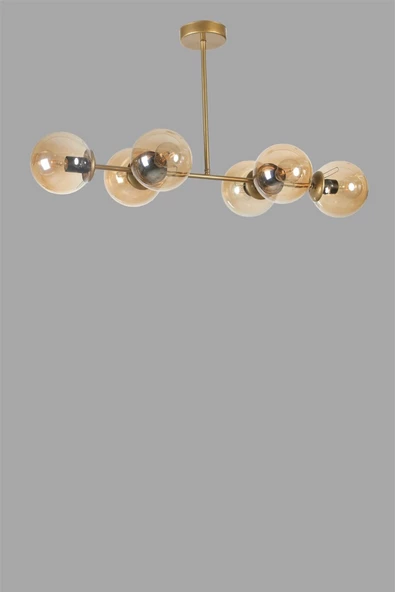 Lumexx YENİ FAVORİ 6 LI ESKİTME BAL CAMLI AVİZE - Resim 3