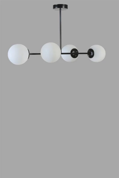 Lumexx YENİ FAVORİ 4 LÜ SİYAH BEYAZ CAMLI AVİZE - Resim 3