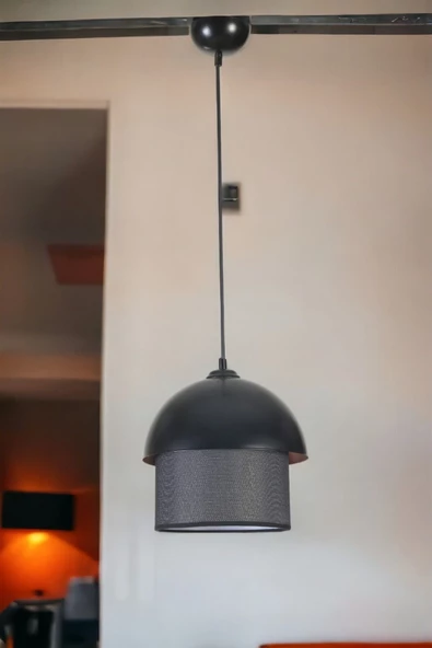 Lumexx RETRO 3 SİYAH  HASIR SİYAH ABAJURLU SARKIT
