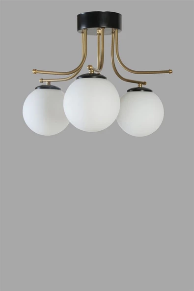 Lumexx ROMA 3 LÜ SİYAH BEYAZ CAMLI AVİZE - Resim 2