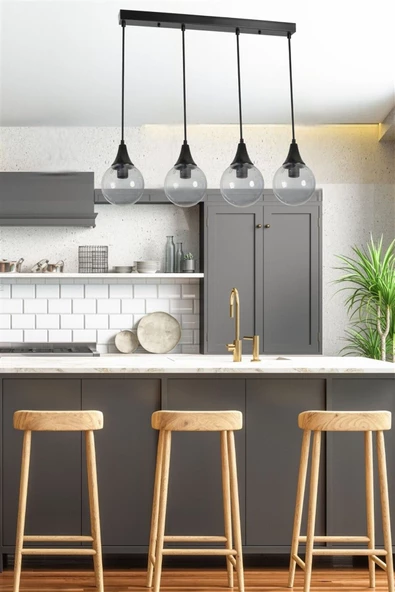 Lumexx AFRA 4 LÜ SIRALI SİYAH FÜME CAMLI SARKIT ürün görseli