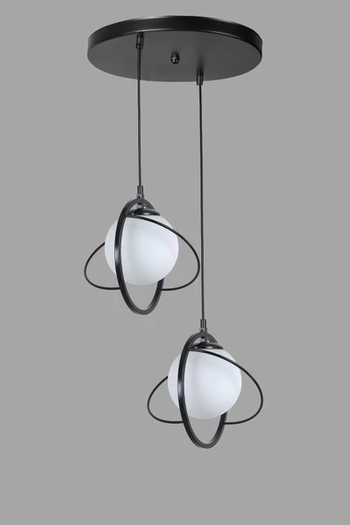 Lumexx NEPAL 2 Lİ TEPSİLİ SİYAH BEYAZ CAMLI SARKIT - Resim 2