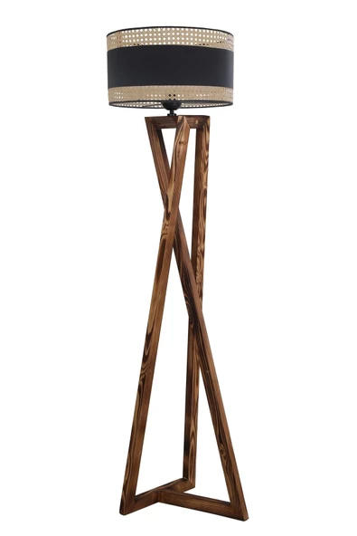 Lumexx Maçka Yanık Lambader Silindir 03 Rattan Abajurlu - Resim 2