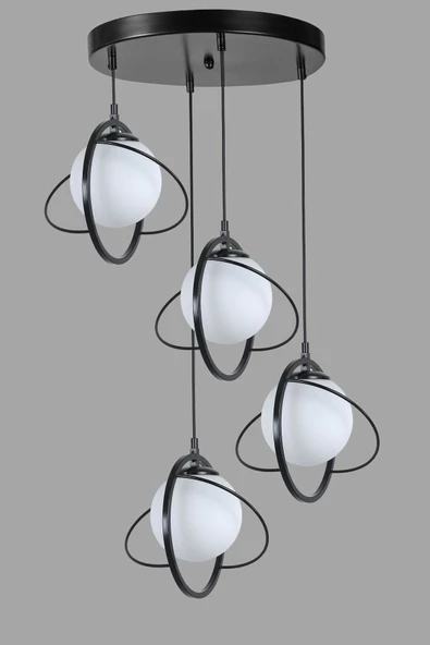 Lumexx NEPAL 4 LÜ TEPSİLİ SİYAH BEYAZ CAMLI SARKIT - Resim 4