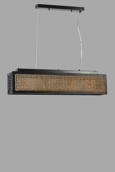 Lumexx KUMSAL DİKDÖRTGEN SİYAH RATTAN AVİZE - Resim 3