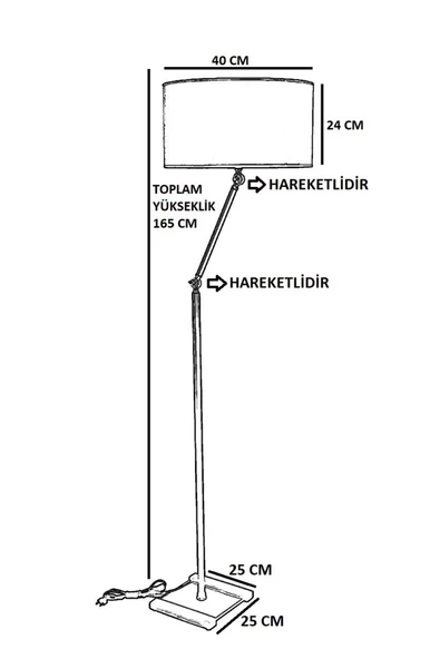 Lumexx Milas Siyah Lambader Silindir Renkli Abajurlu - Resim 3