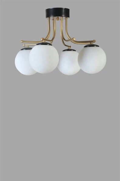 Lumexx ROMA 4 LÜ SİYAH BEYAZ CAMLI AVİZE - Resim 4