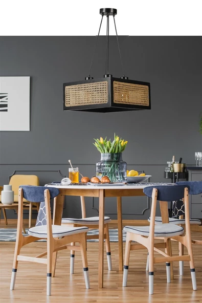 Lumexx KUMSAL KARE 4 LÜ SİYAH RATTAN AVİZE ürün görseli